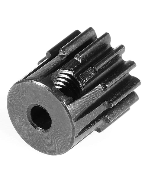 Close-up of CHRCOED hardened steel 14T pinion gear with 2.0mm bore for 1/18 RC cars