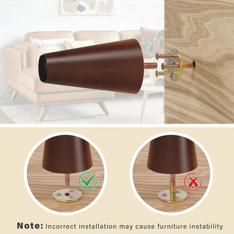 12 Inch Round Solid Wood Furniture Legs Set Of 4 For Mid Century Modern Style Replacement installation guide