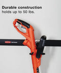 Garage FastTrack Power Tool Holder Satin Nickel Wall Mounted Storage System holding two power tools on a wall rail.