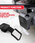 Beefed Up Heavy Duty 2 Inch Receiver Hitch Cap With Dust Proof Plug installed on vehicle, square mouth protector visible