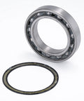 Front view of XiKe 6013-2RS deep groove ball bearing with double rubber seals and a seal ring, 65x100x18 mm, silver