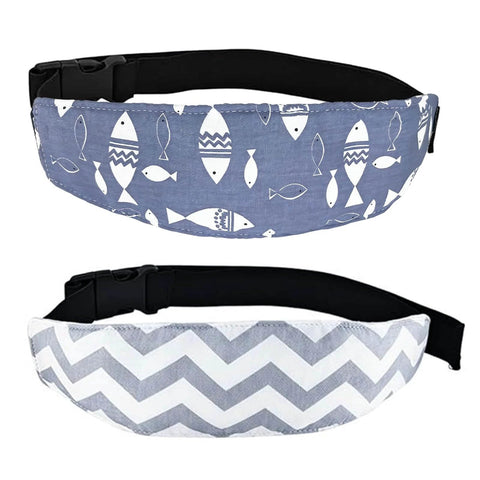 Two Pack Baby Head Support For Car Seat And Stroller Cozy Soft Breathable Cotton Neck Support For Infants Toddlers And Kids Sleeping On The Go Waves And Fish Patterns Travel Friendly