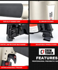 Heavy Duty Pneumatic Roofing Nailer For Shingles Accepts Three Quarter Inch To One And Three Quarter Inch Nails Fifteen Degree Coil Nailer
