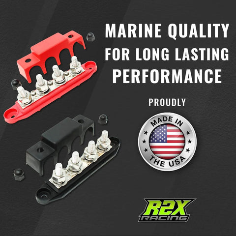 Beefy 250 Amp 4 Post Power Distribution Block Bus Bar With Cover For Automotive Marine And Solar Wiring Set Of 2 Made In USA