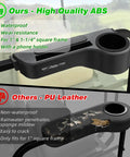 Top view of Golf Cart Armrest With Cup Holder And Rear Seat Rests For EZGO Club Car, high-quality ABS with phone holder, comparison with PU leather.