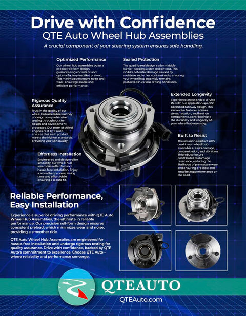 Pair Of Front Wheel Hub Bearing Assemblies Replacement Fits 2009 2012 GMC Canyon 4WD And Chevrolet Colorado 4WD With 2.9L 3.7L Or 5.3L Engines Direct Replacement For Easy Install On Projects And Daily Drivers promotional poster with images and text