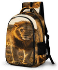 Dope Golden Hour Lion Printed Unisex Backpack With Large Capacity featuring lion image on polyester material