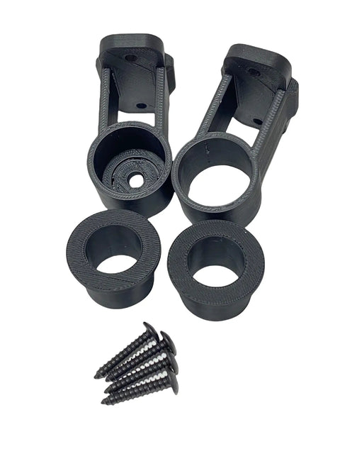 Tiki Torch Deck Or Fence Mount Kit Black For Three Quarter Inch And One Inch Poles Four Sets with screws visible