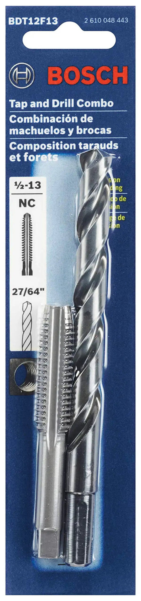 Top Shelf 1/2-13 Plug Tap And 27/64 Inch Drill Bit Combo Set For Nailing Right Hand Internal Threads And Cranking Out Precision Holes With Zero Hassle Today on packaging.