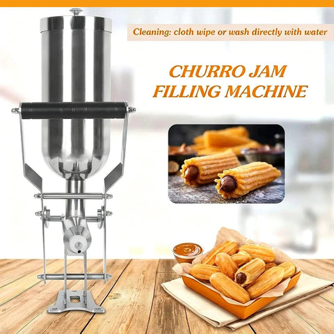 Pro Grade Donut Filler Machine 5L Manual Injector with 4 Anti Drip Pipes Stainless Steel for churro filling next to pastries
