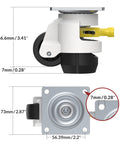 Leveling Casters With Ratchet Handle Design For Heavy Duty Industrial Use Total Capacity 2200 Lbs Set Of 4 With Adjustable Leveling Pads TD60 built from high-quality steel, close-up view showing detailed measurements.