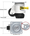 Heavy Duty Retractable Leveling Casters With Smooth Ratchet Handle Adjustment Rock Solid Industrial Build Supports Up To 551 Lbs side and top views with dimensions.