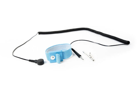 Blue ESD Anti-Static Fabric Adjustable Wrist Strap with 12 Foot Cord, 1 Megohm Resistor, 4 mm Snap, for Electronics Assembly