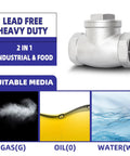 Front view of 3/4 in NPT stainless steel horizontal swing check valve, non-return for oil, water, gas