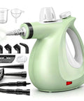 Hardcore 1200W Handheld Steam Cleaner Loaded With 11 Epic Tools, showing steam nozzle and accessories for tough cleaning tasks.