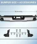 KUIPERAUTO chrome rear steel step bumper for 2014–2018 Chevy Silverado/Sierra 1500 without park sensor holes.