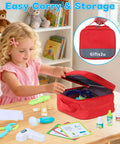Child playing with Kids Doctor Kit With Real Stethoscope And Storage Bag, 28 Piece Pretend Play Medical Toy For Girls And Boys