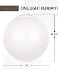 Dimensions of Leo Hanging Globe Pendant Light Contemporary One Light Fixture In White Finish For Dining Room Kitchen Island