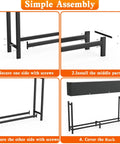 Assembly steps for Heavy-Duty 8 Foot Firewood Rack With Weatherproof Cover And Carry Bag for indoor or outdoor use