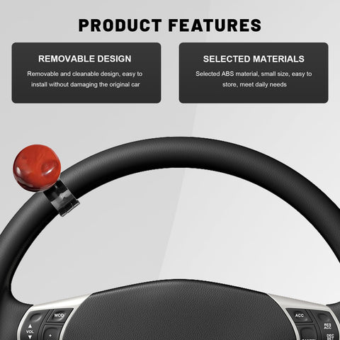 Woodgrain Steering Wheel Spinner Knob For Cars One Handed Turn Aid Anti Slip Ball Handle on black steering wheel