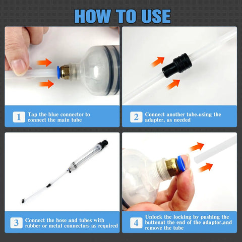 How to use the Ultimate 200Cc Fluid Extractor Pump with step-by-step instructions and connection details.
