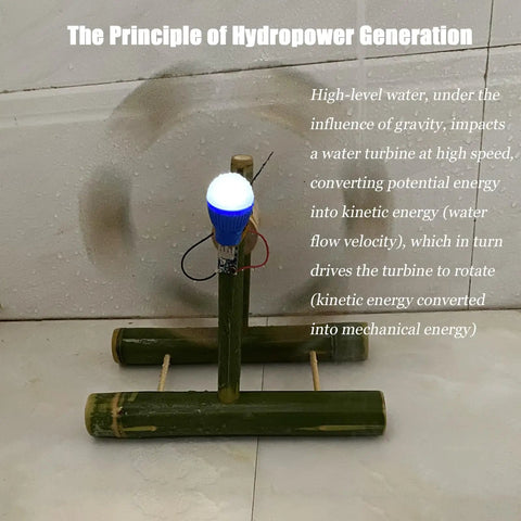 Hands On Hydroelectric Generator Kit With Natural Bamboo Construction Easy Assembly Safe 6V Output Water Power Model For Lab And Physics Projects Eco Friendly And Safe Energy Science Experiment, bamboo lamp model