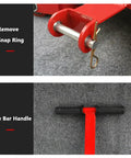 Heavy Duty Industrial Mover Dolly Featuring 360 Swivel Casters And Grippy Non Slip Pads close-up of tow bar handle and snap ring.