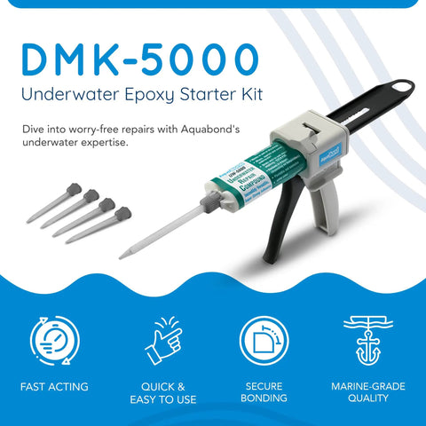 DMK-5000 Underwater Pool Epoxy Repair Kit for Cracks and Leaks Waterproof Putty for Concrete Fiberglass and PVC Easy DIY Sealant