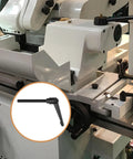 Pro Grade Shop Staple M10 Adjustable Knob Handle With 100mm Male Thread and Push Button Ratchet Lock shown on lathe.