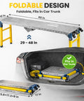 Built Tough Folding Welding Table With 4000 Lbs Beefy Load Capacity And Five Height Adjustable Levels For Portable Assembly Workbench in trunk