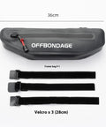Top view of Slim Under Top Tube Bike Frame Bag For Road Riding And Bikepacking, 2L Waterproof Storage, includes three Velcro straps