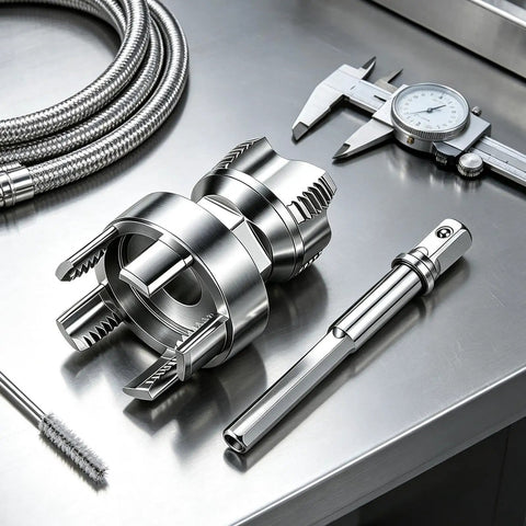 Heavy Duty Integrated Alloy Pipe Threader Built To Handle Ppr Water Lines Without Breaking A Sweat Features Quick Chamfer And Deburring Tool on metal surface.