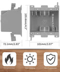 Double Gang Old Work Electrical Box 25 Cubic Inches 2 Gang Remodel Box Grey ETL Listed Fire Rated For 2 Hours dimensions shown