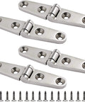 4 Pack 4 Inch By 1 Inch 316 Stainless Steel Boat Strap Hinges with Screws for Marine Applications