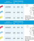 Front view: TICONN nylon insulated spade disconnect connectors kit, 100 pcs, red/blue/yellow, male & female