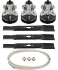 Acebri 50 Inch Deck Rebuild Kit for Craftsman Z5600 And Z5650 Lawn Mower Parts Features Heavy Duty Spindle Assemblies With Sealed Bearings For Smooth Operation Plus Three 17 Inch Blades Made To Replace OEM Number 618P09256., three spindle assemblies and 17-inch mower blades