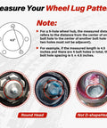 Measurement guide for 5 lug 4.5 inch hub pattern showing round and not D-shape head types for Two Piece 3500 Lb Trailer Hub Kit.