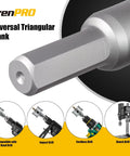 16-Piece Carbide Hole Saw Kit For Metal And Stainless Steel featuring universal triangular shank and drill compatibility