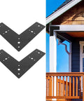 L Shaped Carbon Steel Right Angle Bracket With Black Powder Coat installed on porch corner for wood framing support