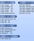 Compatibility chart listing car models including Dodge, Ram, Chrysler, Jeep, and Volkswagen for 2011-2020 engine valve cover gasket set.