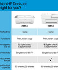 Image comparing Slick Wireless All-In-One Color Inkjet Printer With Scanner And Copier For Home Office Includes Three Month Ink Supply options 2855e and 4255e.