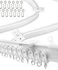 Bendable Ceiling Curtain Track System, Flexible 16.4 Ft Rail For Rooms And RVs, No Tool Needed Mount, Curved White PVC Curtain Rail