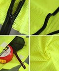 Close-up details of High Visibility Reflective Safety Vest For Men And Women With Pockets Breathable Mesh Fabric Machine Washable Hi Vis Vest ANSI Certified Yellow