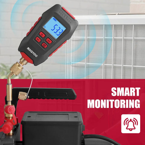 Digital HVAC Vacuum Gauge With Real Time Micron Readout 1/4 Inch SAE Connection Vacuum Meter For Refrigeration Systems And Heat Pumps Tracks Dehumidification And Impurity Removal During Service For Pros And DIY Techs on HVAC line
