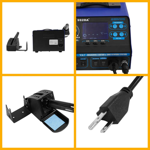 Hot Air Rework Station With 5 Nozzles, 780W Desoldering Power, High Flow Air Gun, PID Temperature Control And LCD Display