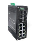 Industrial 14 Port Gigabit Ethernet Switch With Eight 10 100 1000T RJ45 Ports, Four 1G SFP Slots, And Two 10G SFP Plus Uplink Ports