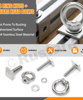 18 Piece M6 T Track Mount Tie Down Anchor Kit 304 Stainless Steel T Slot Bolts With Eye Bolts shown with ring nut and square head bolts