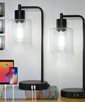 Cool Industrial Seeded Glass Table Lamps Set Of 2 With Touch Control, 3-Way Dimmable Bedside Nightstand Lamps