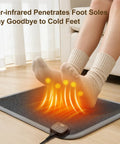 Graphene Heated Floor Mat For Cold Feet With 110V Adjustable Temperature Under Desk Electric Heater With Timer and feet on it