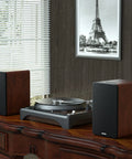 Bluetooth Bookshelf Speakers For Turntable Setup Powered Studio Monitor With Five Point Two Inch Woofer Silk Dome Horn Tweeter